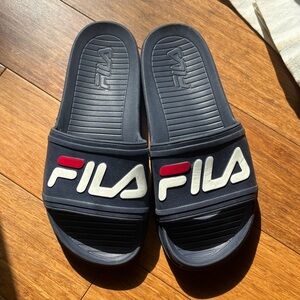 Fila Dark Blue Slide Sandals with Logo